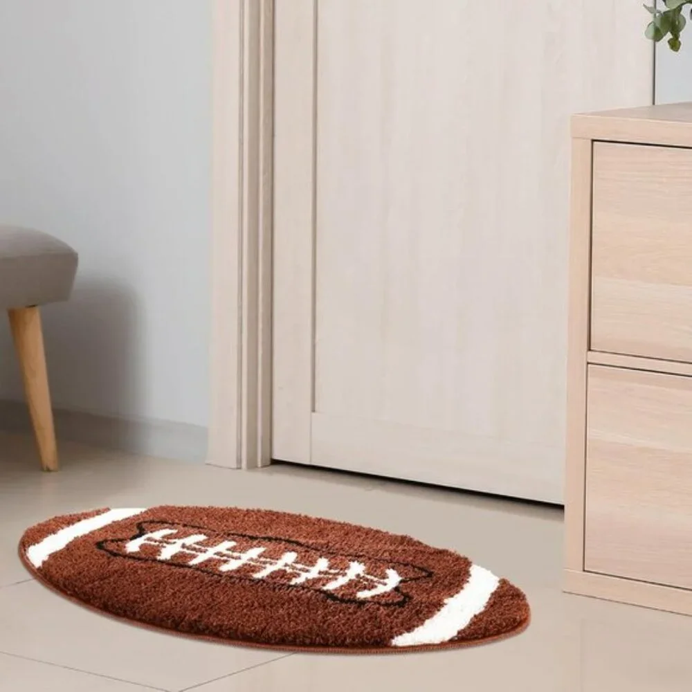 New 32 x 20In Football Rug, Non-Slip Microfiber Aesthetic for Entry & Home Decor